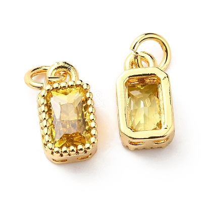 Real 18K Gold Plated Brass Inlaid Cubic Zirconia Charms ZIRC-L100-075G-06-1