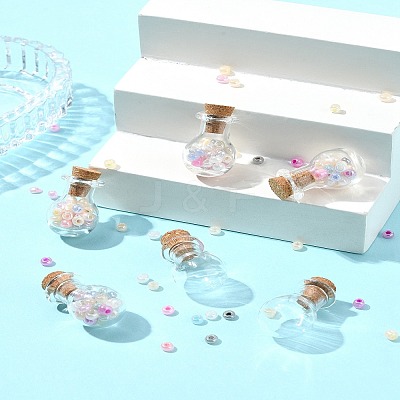8Pcs Mini High Borosilicate Glass Bottle Bead Containers BOTT-FS0001-01-1