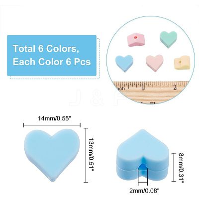 36Pcs 6 Colors Food Grade Eco-Friendly Silicone Beads SIL-NB0001-07-1