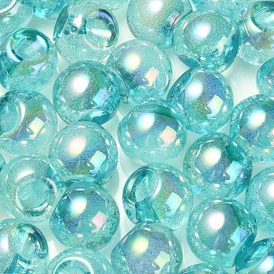 UV Plating Rainbow Iridescent Acrylic Beads OACR-G012-06-1