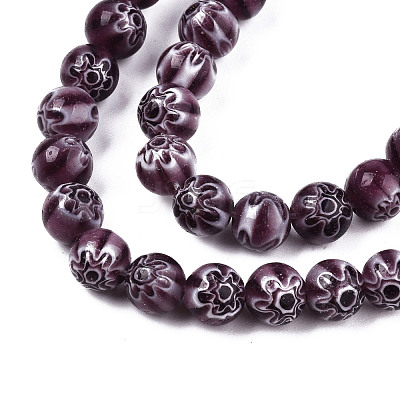 Round Millefiori Glass Beads Strands LK-P001-32-1