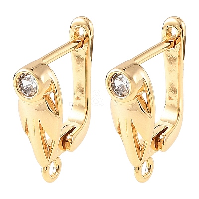 SHEGRACE Brass Micro Pave Cubic Zirconia Hoop Earring Findings XGRQ79128-940G-1