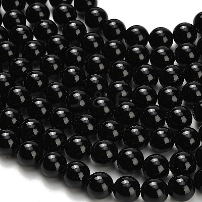 Natural Black Onyx(Dyed & Heated) Beads Strands G-H329-C06-10mm-1