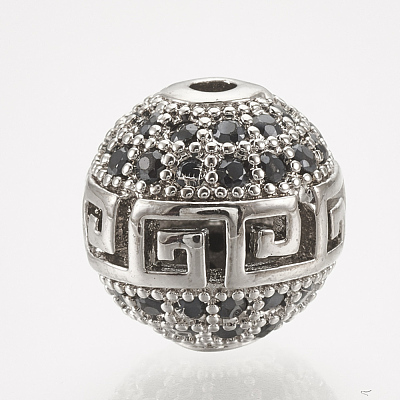 Brass Micro Pave Cubic Zirconia Beads ZIRC-S061-54P-1