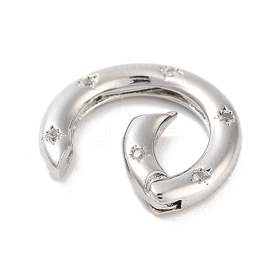 Brass Micro Pave Clear Cubic Zirconia Spring Gate Rings X-KK-M293-54P-1