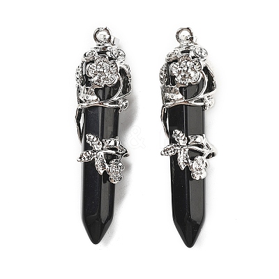 Natural Obsidian Big Pointed Pendants G-A172-16E-1