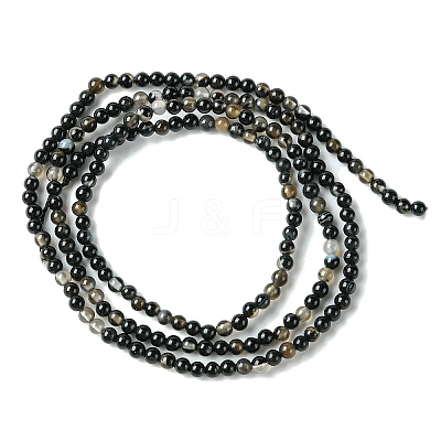 Dyed & Heated Natural Black Agate Bead Strands X-G-A130-2mm-K01-1