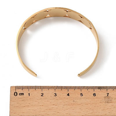 201 Stainless Steel Cuff Bangles for Women BJEW-F507-04G-1