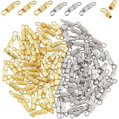 100pcs 2 Colors Brass Screw Clasps KK-NB0002-66-1
