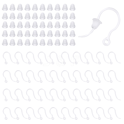 100Pcs Transparent Resin Earring Hooks RESI-CA0001-49-1