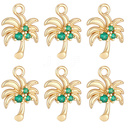 10Pcs Brass Micro Pave Cubic Zirconia Pendants KK-BBC0027-94-1