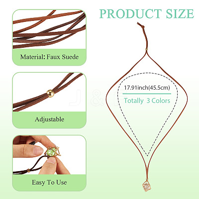 3Pcs Faux Suede Macrame Pouch  Pendant Necklaces NJEW-TAC0051-01-1