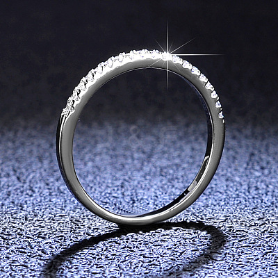 Rhodium Plated 925 Sterling Silver Micro Pave Cubic Zirconia Plain Band Rings WGF7D9C-24-1