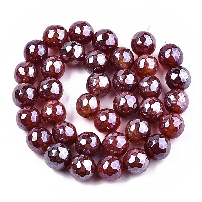 Electroplate Natural Agate Beads Strands G-T131-55-08-1