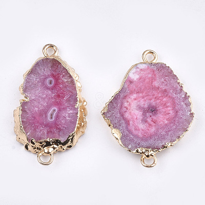 Electroplate Natural Druzy Agate Links connectors G-T112-07E-1