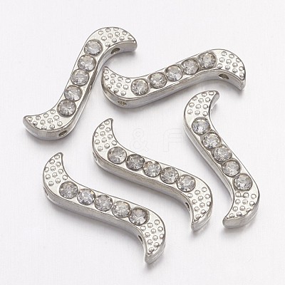 Alloy S-Shape Rhinestone Spacers Bars X-ALRI-H003-1-1
