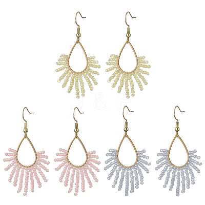 Stainless Steel with Glass Seed Beads Dangle Earrings EJEW-MZ00826-1