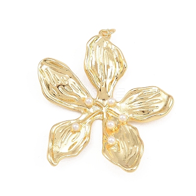 Brass with ABS Imitation Pearl Pendants KK-B157-04G-1