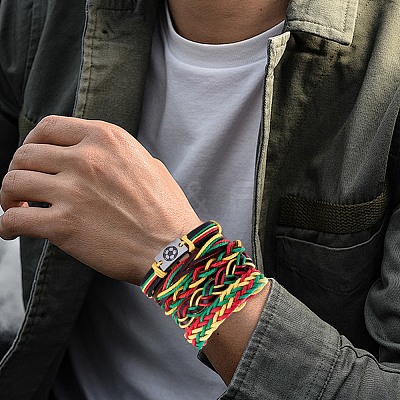 Leather Cord Braided Bracelets Set for Men Women BJEW-CL0001-43B-1