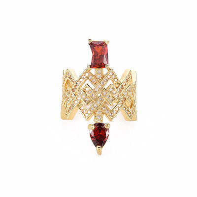 Brass Micro Pave Cubic Zirconia Wide Band Rings RJEW-S045-120-NR-1