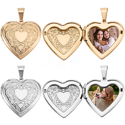 4Pcs 2 Colors 316 Surgical Stainless Steel Locket Pendants STAS-BBC0005-05-1