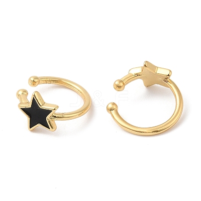 Star Enamel Cuff Earrings EJEW-G348-15G-1