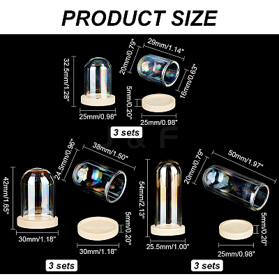 9 Sets 3 Style Glass Dome Cover AJEW-PH0011-45-1