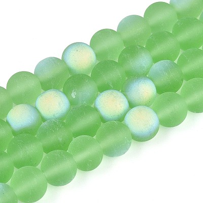Frosted Transparent Glass Beads Strands GLAA-T032-T8mm-MBB17-1