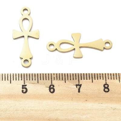 304 Stainless Steel Religion Ankh Cross Links Connector Charms STAS-S153-01G-1