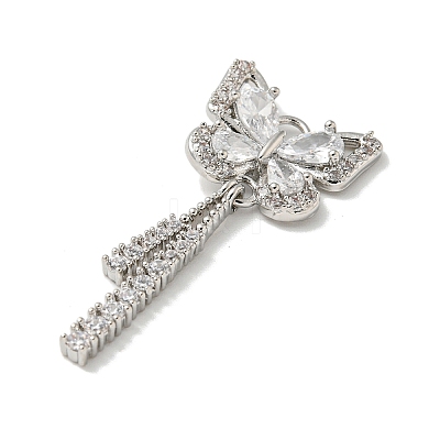 Brass Micro Pave Clear Cubic Zirconia Studs Pendants KK-K378-03P-1