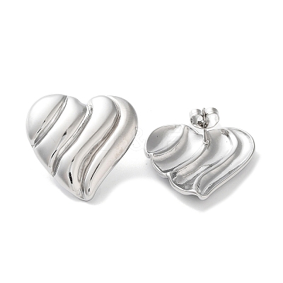Non-Tarnish Heart 304 Stainless Steel Stud Earrings for Women EJEW-L272-033P-02-1
