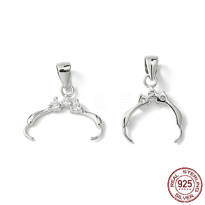 Anti-Tarnish Rhodium Plated 925 Sterling Silver Micro Pave Cubic Zirconia Pendant Bails STER-P034-35P-1