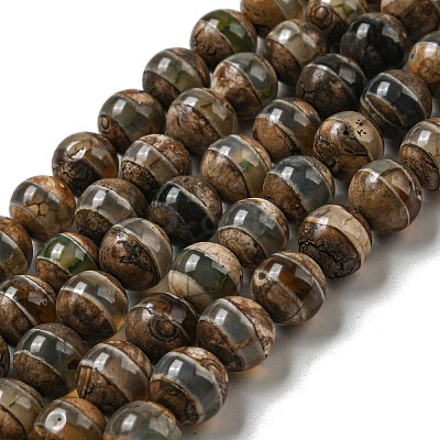 Tibetan Style dZi Beads Strands G-P526-D02-01-1