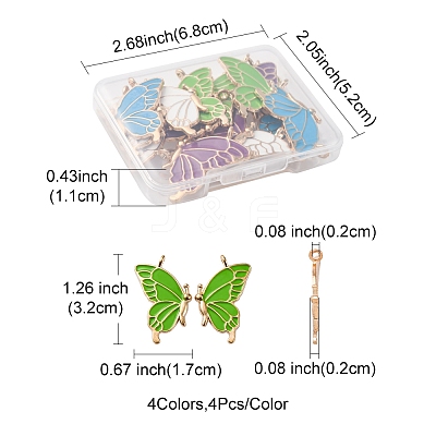 8 Pairs 4 Colors Alloy Enamel Pendants ENAM-FS0002-49-1