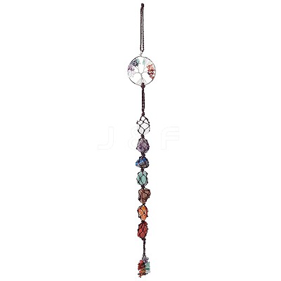 Wire Wrapped Chips Natural Gemstone Big Pendant Decorations HJEW-WH0021-32-1