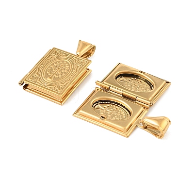 316 Stainless Steel Locket Pendants STAS-K321-03G-1