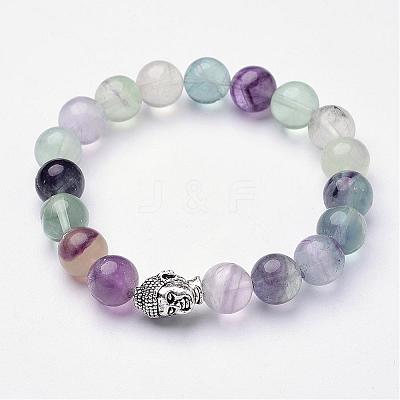 Natural Fluorite Stretch Bracelets BJEW-JB02604-1