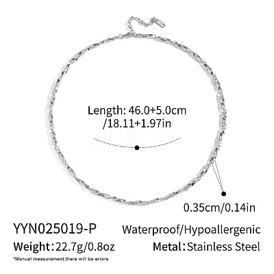 Minimalist 304 Stainless Steel Twisted Bar Link Chain Necklaces for Women WL2320-2-1