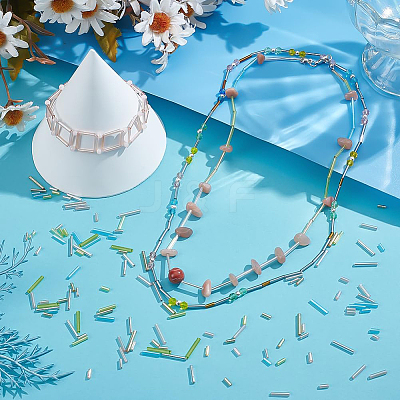 120G 15 Styles Glass Bugle Beads SEED-PH0002-60A-1