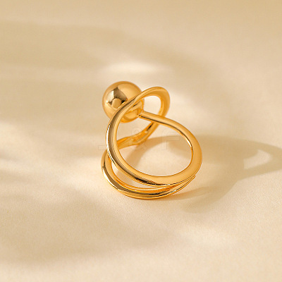 Round Beaded Brass Adjustable Finger Rings FS-WG25FED-01-1