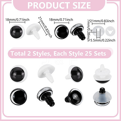 25Sets Flat Round Plastic Doll Craft Eyes FIND-GA0005-41-1