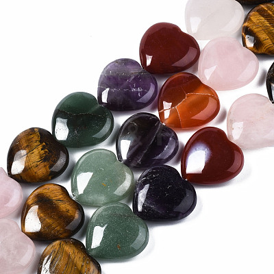 Natural Green Aventurine & Rose Quartz & Red Agate & Tiger Eye & Amethyst Beads Strands G-S364-096-1
