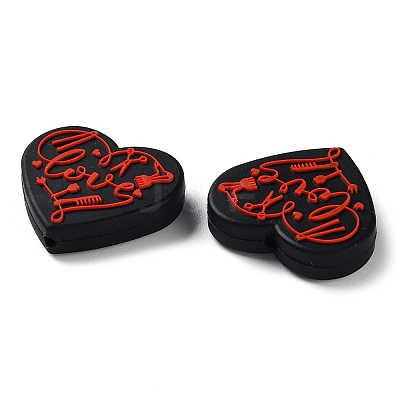 Food Grade Heart with Word Love Silicone Focal Beads LS-SIL-NH0001-01B-1