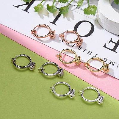 8Pcs 4 Colors Brass Clip-on Hoop Earring Converters Findings KK-ZZ0001-12-1