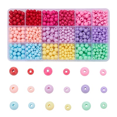 1035Pcs 18 Style Opaque Acrylic Beads MACR-FS0001-09-1