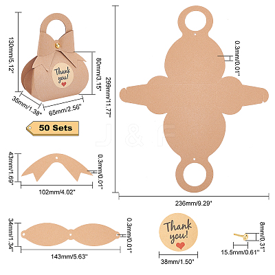 50 Sets Kraft Paper Candy Boxes CON-PH0002-54-1