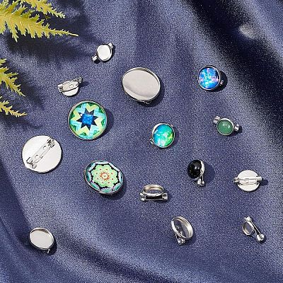 Tarnish Resistant 304 Stainless Steel Brooch Base Settings STAS-F191-04P-25mm-1