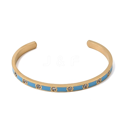 304 Stainless Steel Pave Clear Cubic Zirconia Open Cuff Bangles for Women SA-CBAC920-16G-1