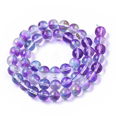 Transparent Spray Painted Glass Bead Strands X-GLAA-N035-03C-B03-1