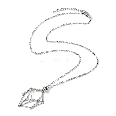 Crystal Cage Holder Necklace NJEW-JN04604-01-1